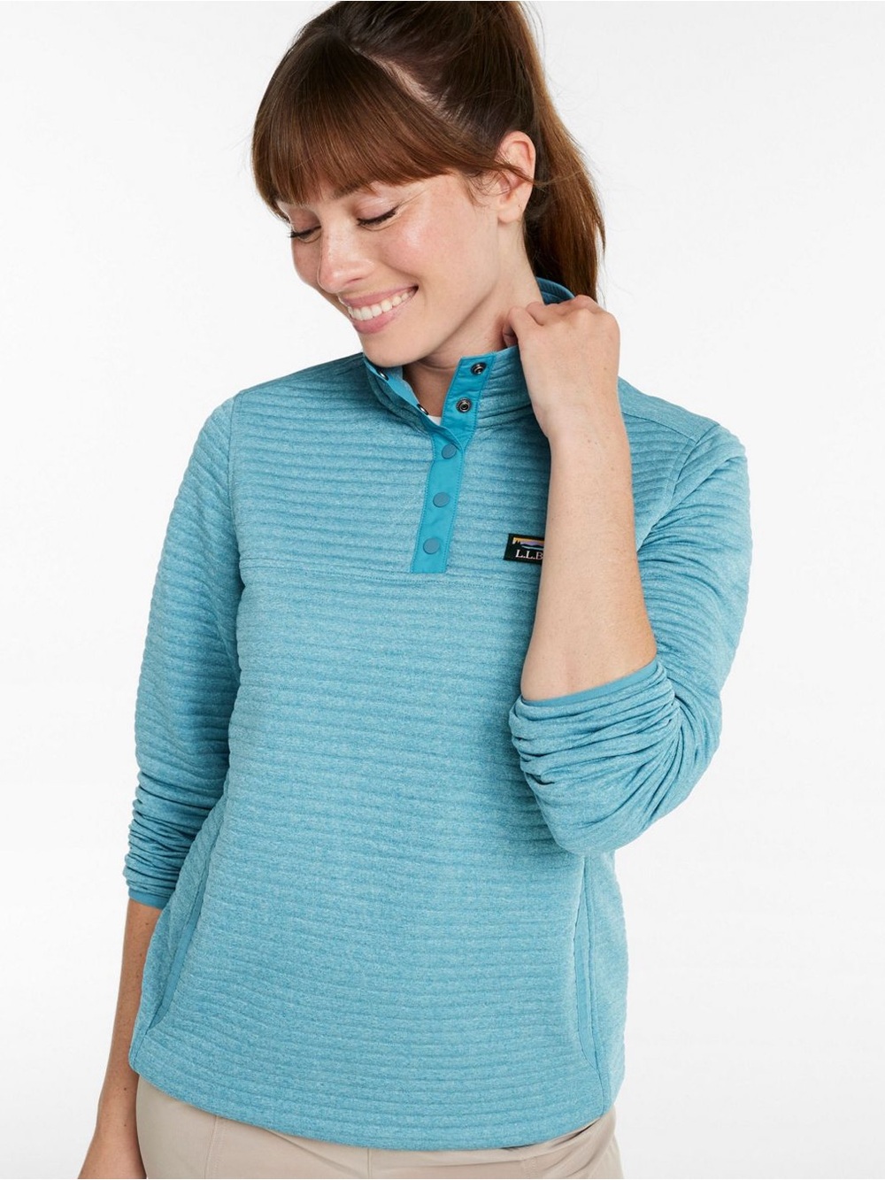 L.L. Bean Airlight Knit Quilted Pullover Sweatshirt